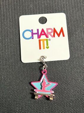 NWT Charm It! Gymnastics Girl Balance Beam Enamel Star Charm For Bracelet
